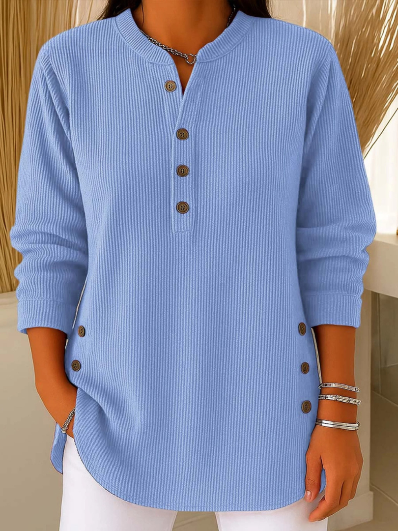 Hazel™ | Ribbed Button Detail Tunic