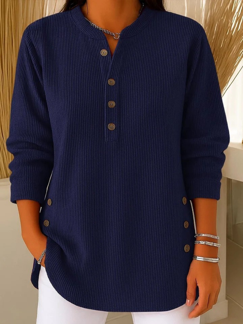 Hazel™ | Ribbed Button Detail Tunic