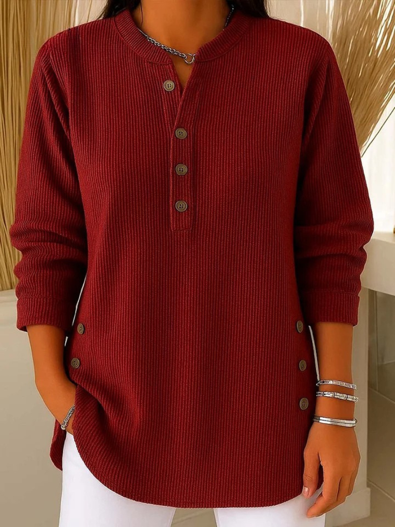 Hazel™ | Ribbed Button Detail Tunic