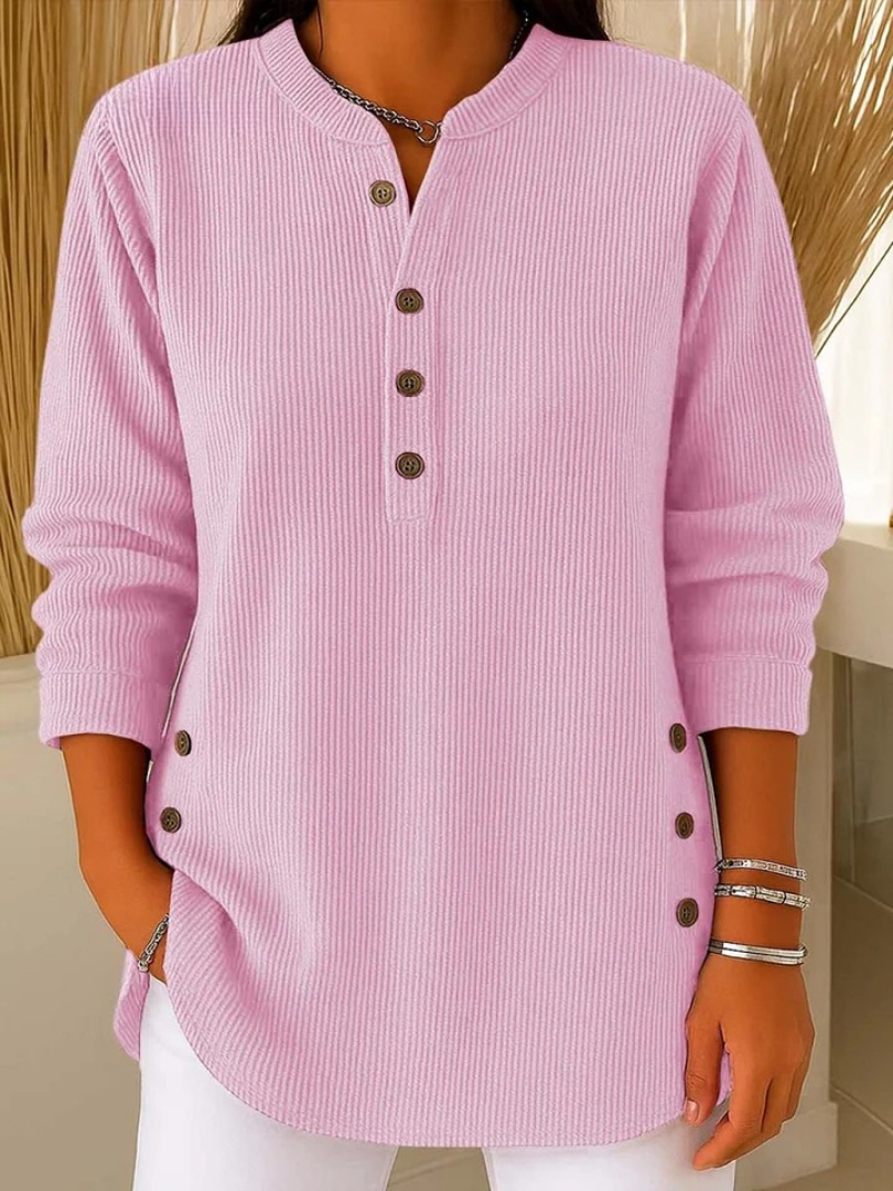 Hazel™ | Ribbed Button Detail Tunic
