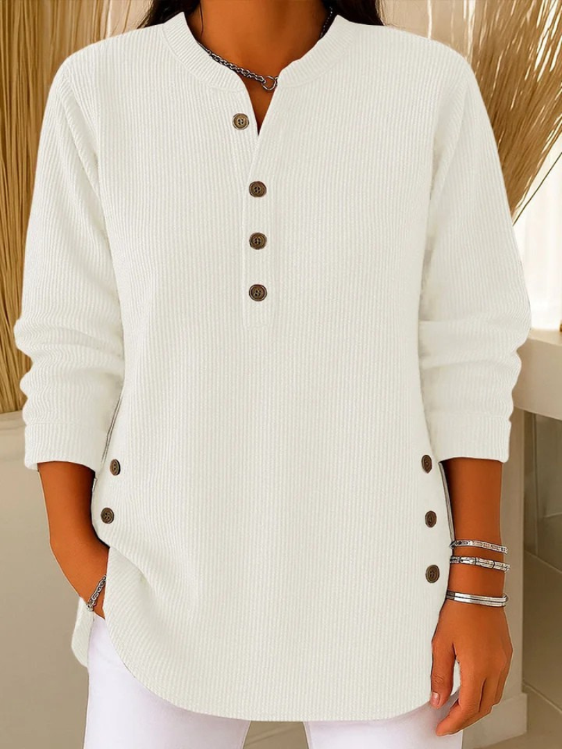 Hazel™ | Ribbed Button Detail Tunic