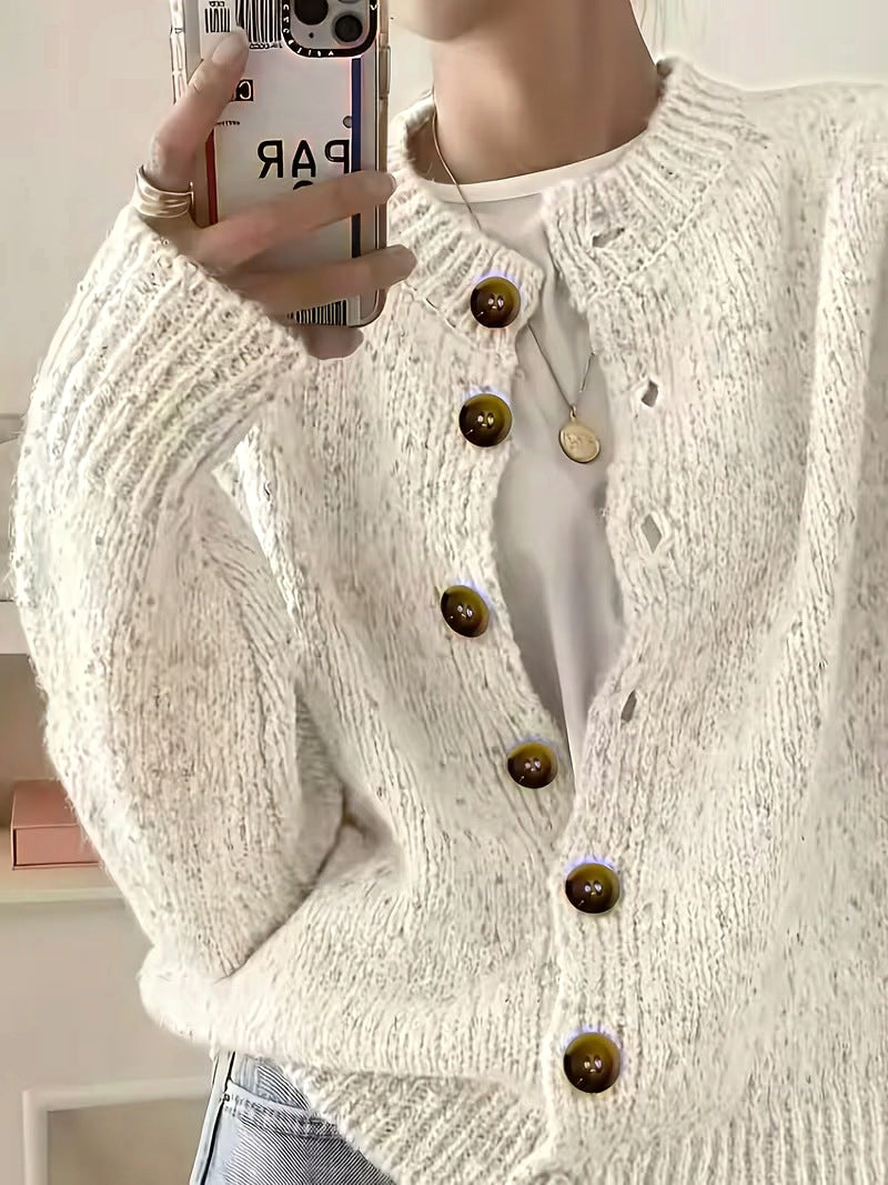 Maelle™ | Speckled Knit Cardigan — Ivory