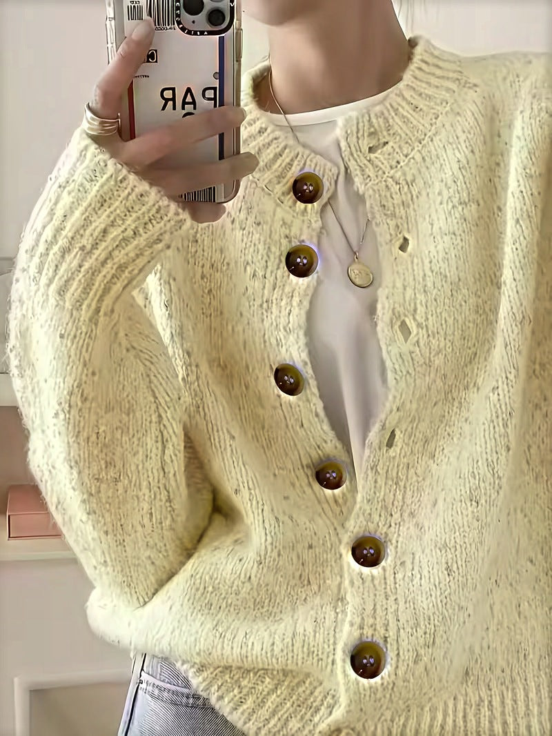 Maelle™ | Speckled Knit Cardigan — Butter