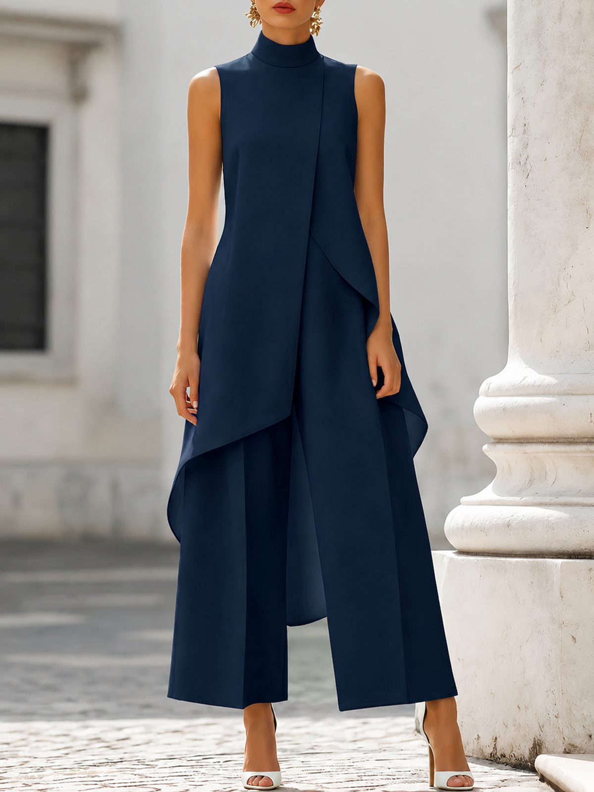 Imogen | Sculpted High-Neck Wide-Leg Jumpsuit for Women