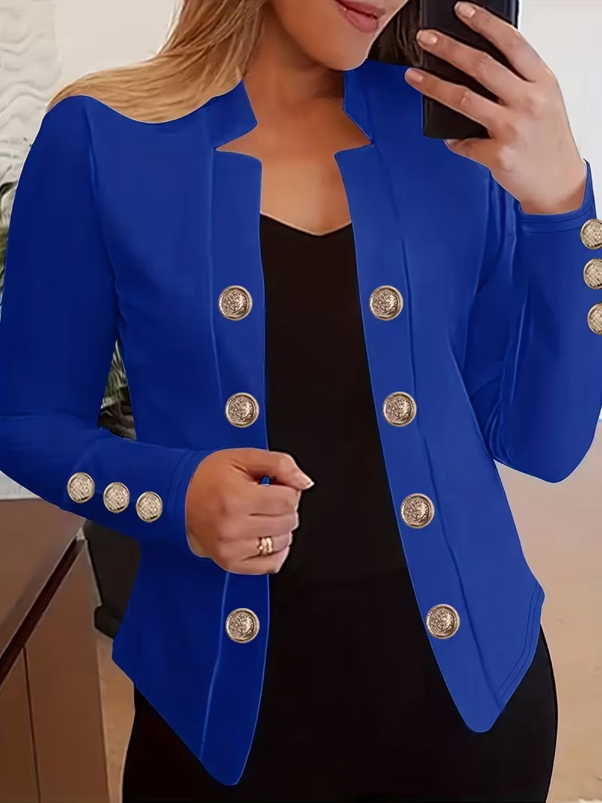 Marcheline™ | Gold Button Blazer