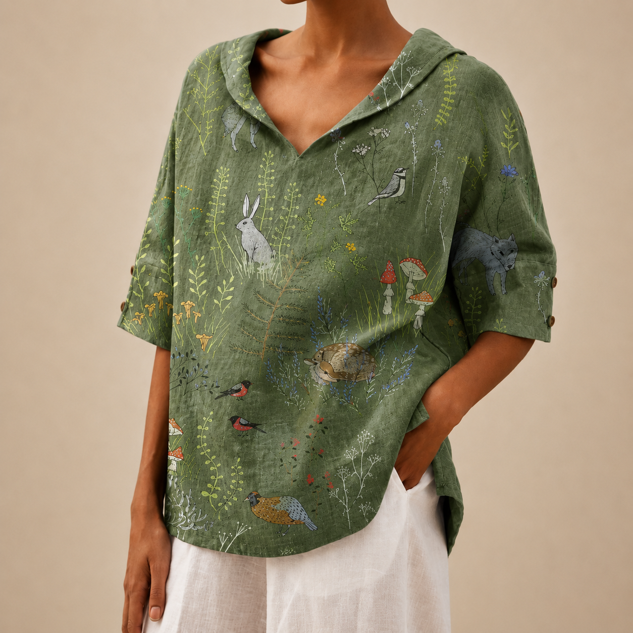 Maren™ | Woodland Meadow V-Neck Tunic