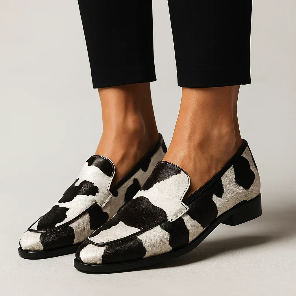 Kovelle™ | Cow Print Loafers