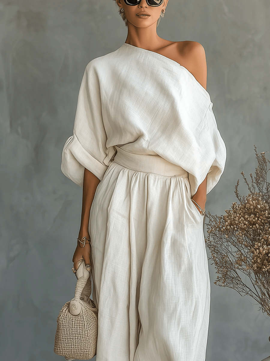 Mila™ | Bardot-Neck Two-Piece Set
