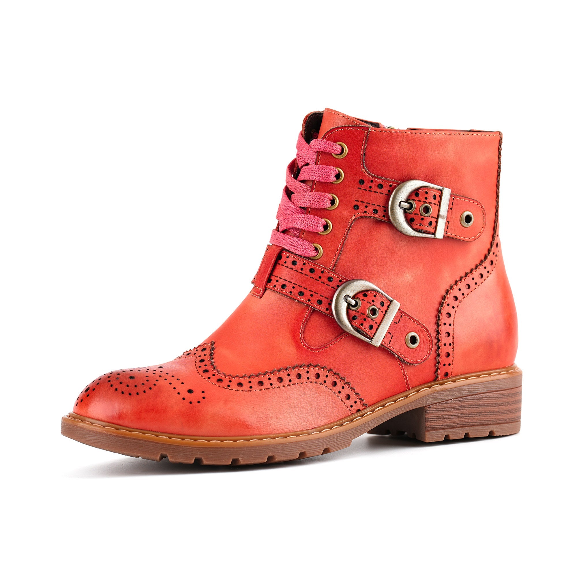 Brennalyn™ | Retro Chic Brogue Buckle Ankle Boots