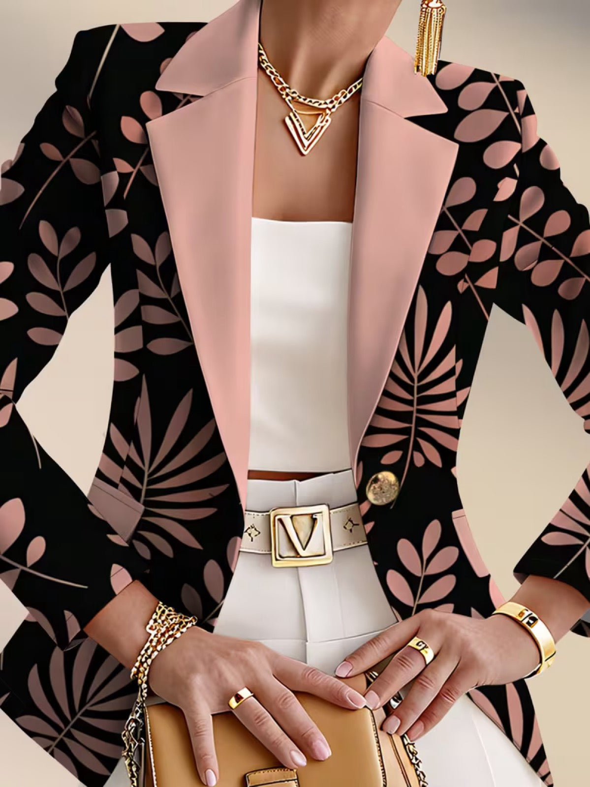 Odaya™ | Pink Leaf Blazer