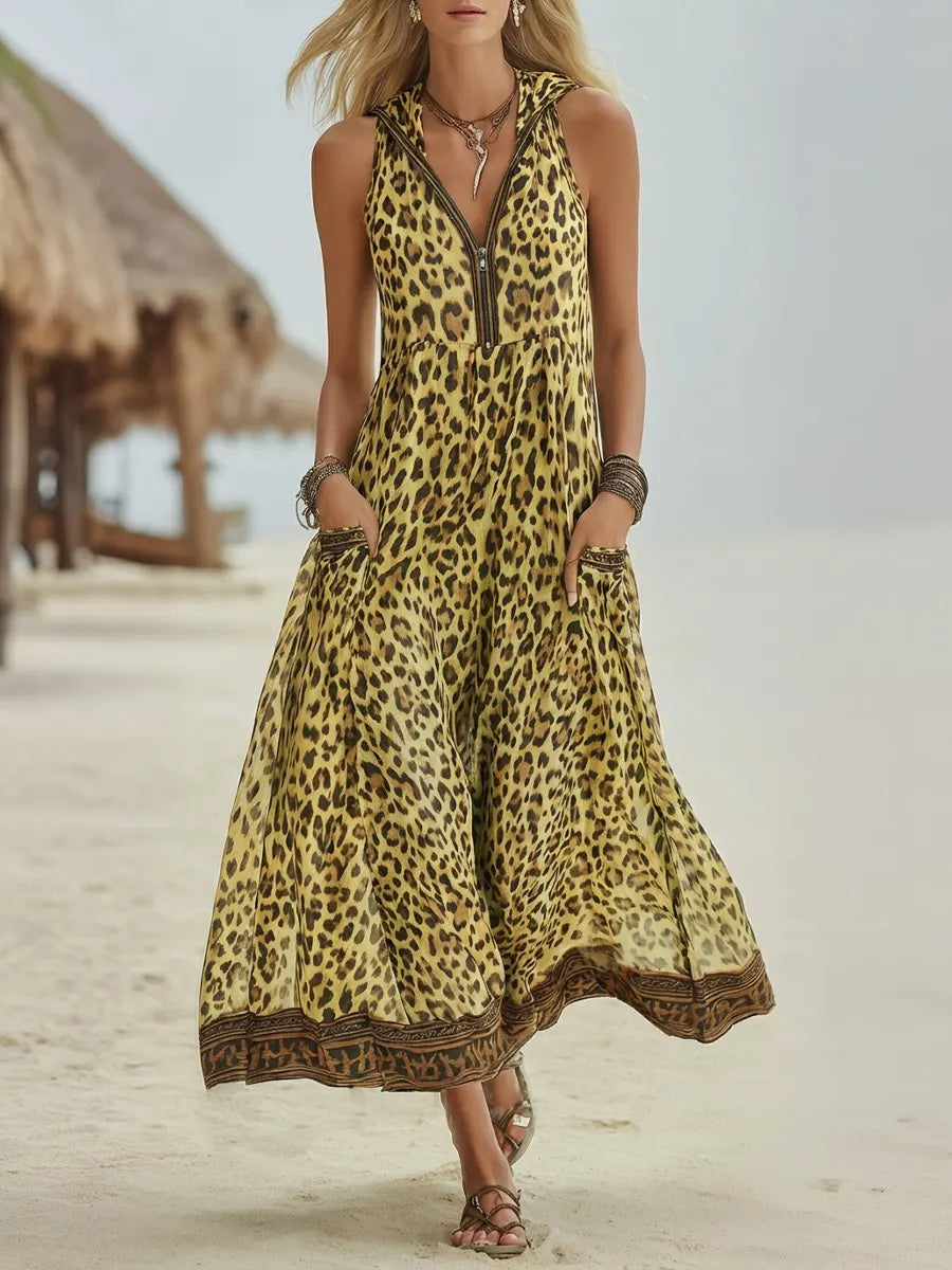 Sienna™ | Leopard Print Sleeveless Maxi Dress