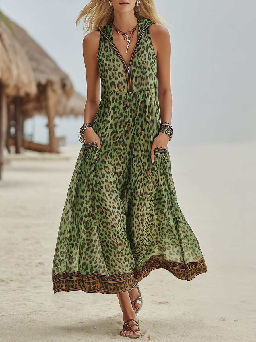 Sienna™ | Leopard Print Sleeveless Maxi Dress