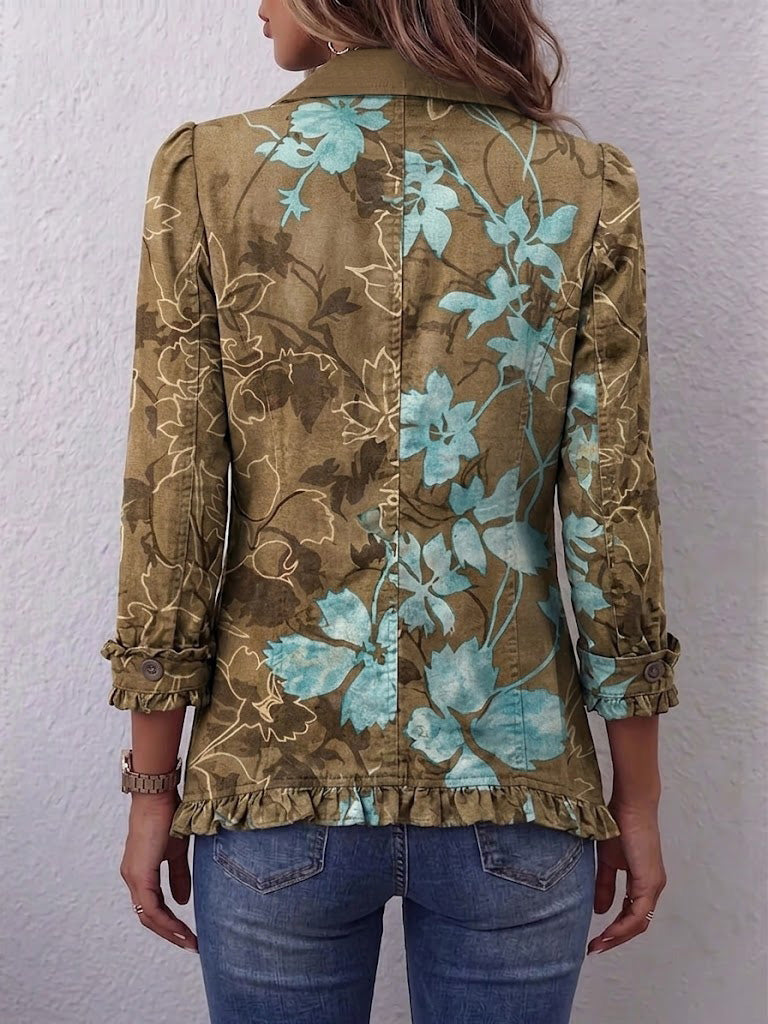 Sundara™ | Boho Gradient Vintage Floral Ruffle Jacket