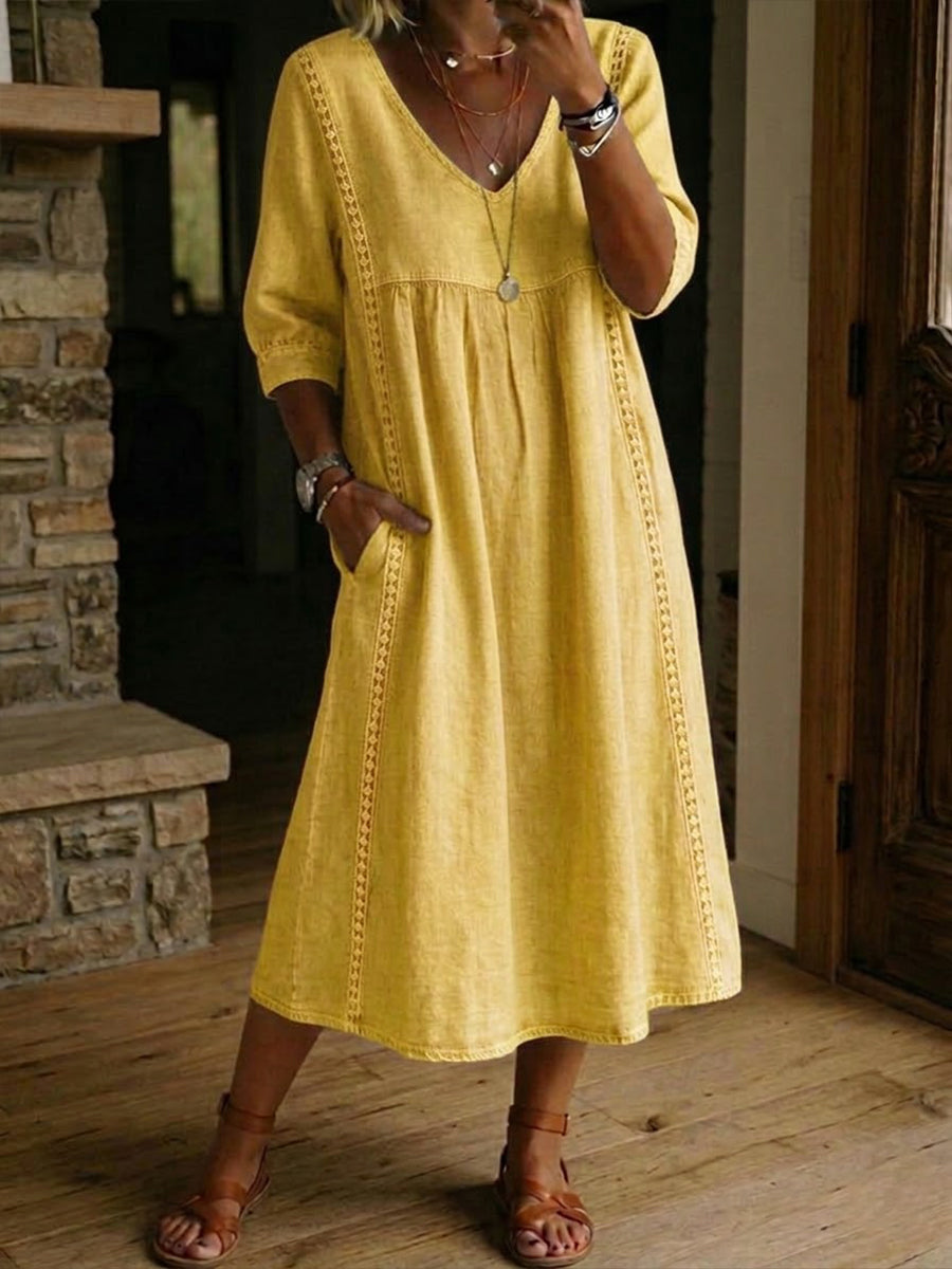 Brynlee™ | Lace-Trim Empire Maxi Dress