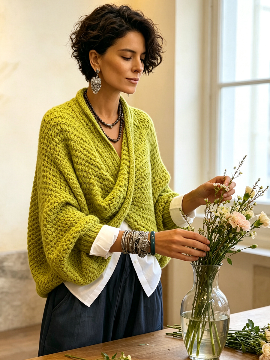 Delphine™ | Relaxed Batwing Sleeve Crossover V-Neck Sweater