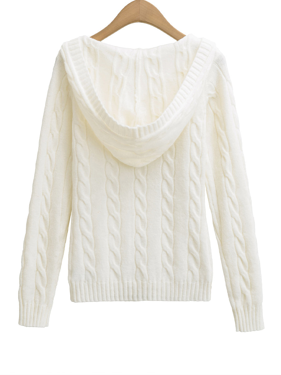 Corabelle™ | Cable-Knit V-neck Sweater With Hood