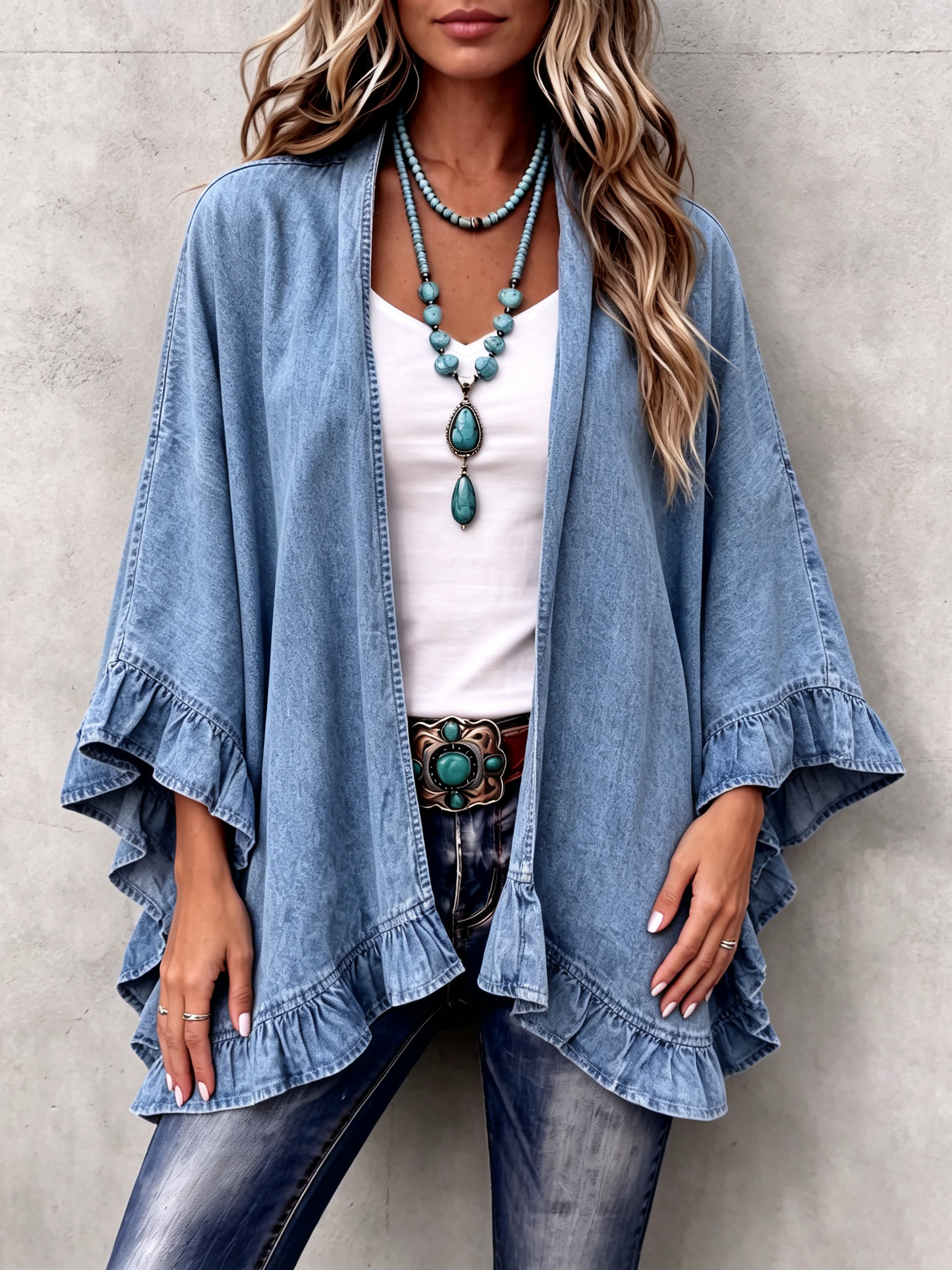 Avondale™ | Boho Ruffle Trim Cardigan