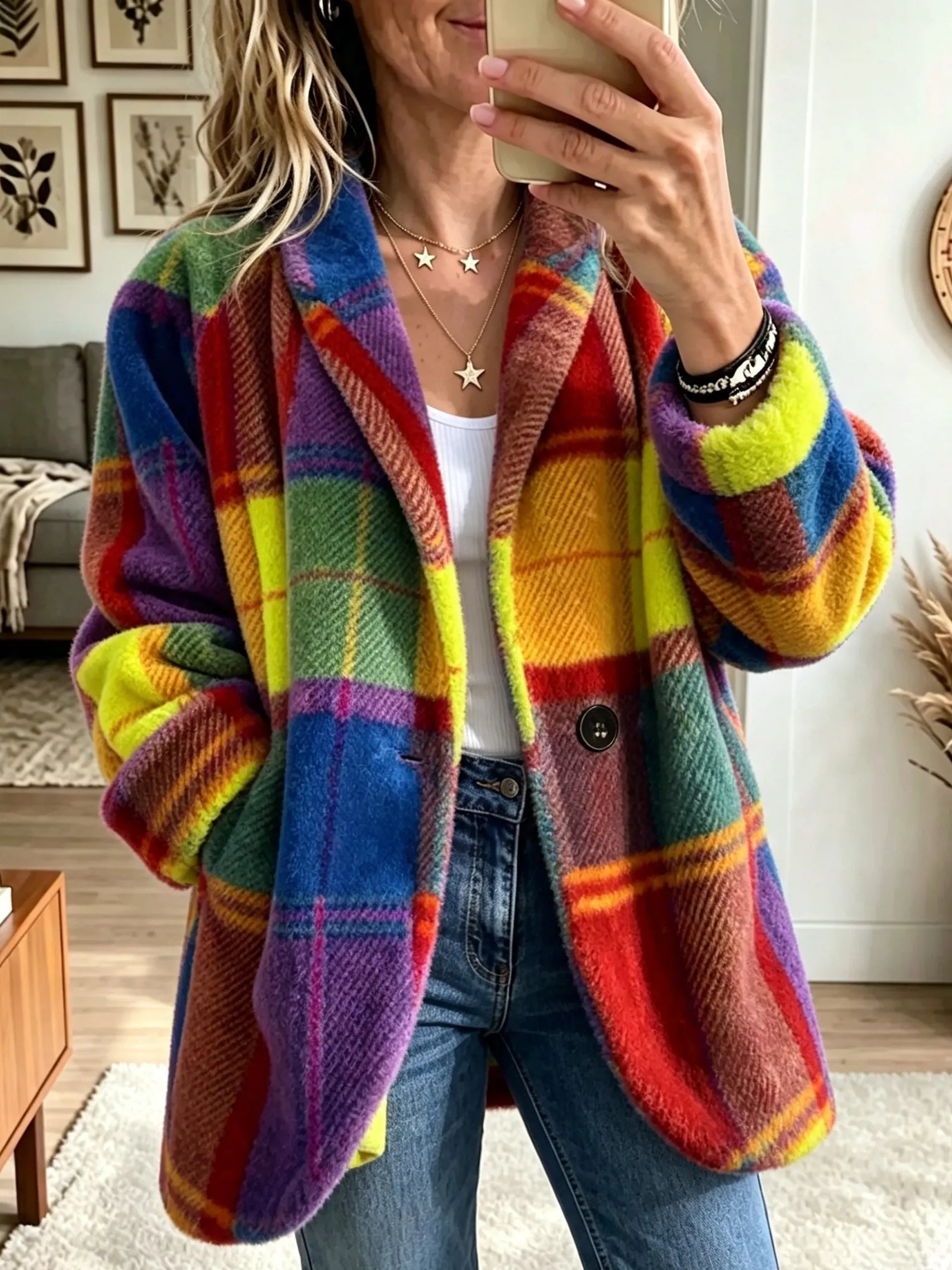Plumette™ | Colorblock Plaid Coat