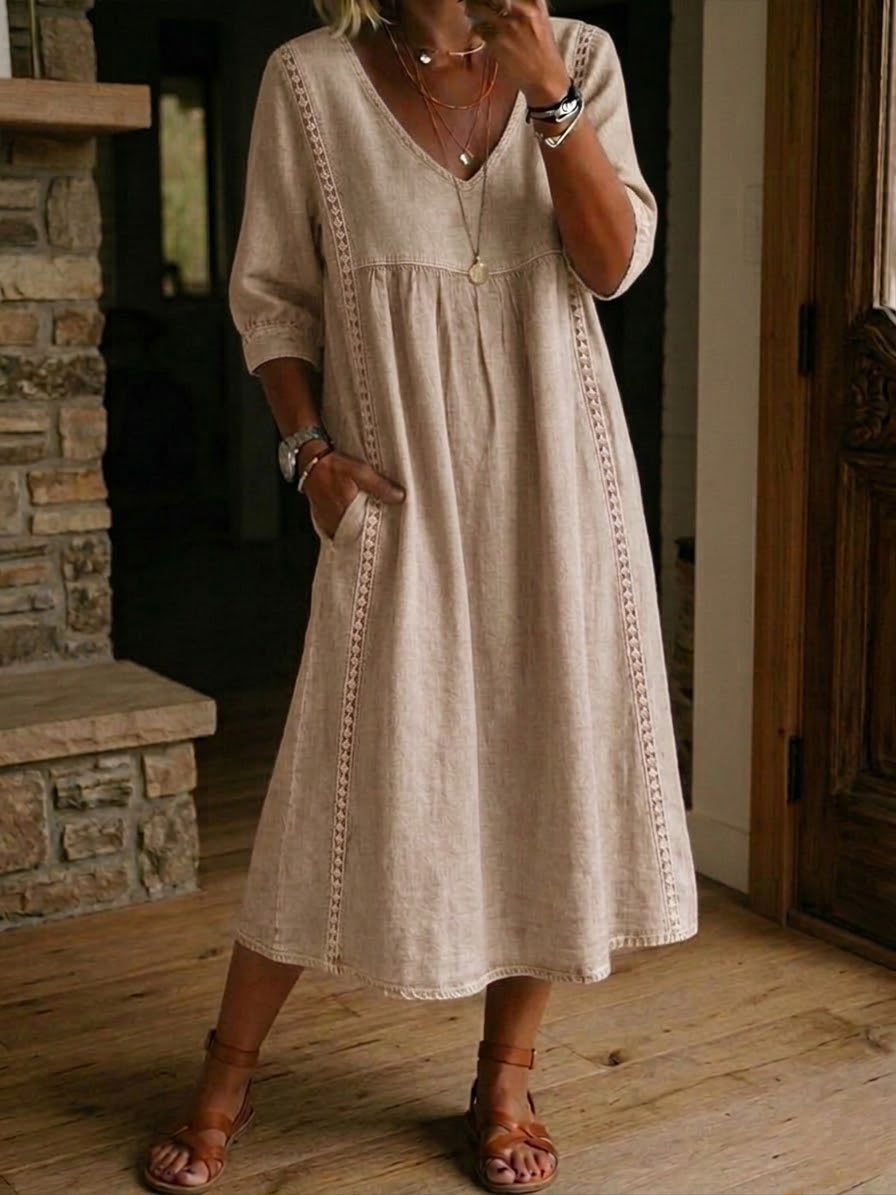 Brynlee™ | Lace-Trim Empire Maxi Dress
