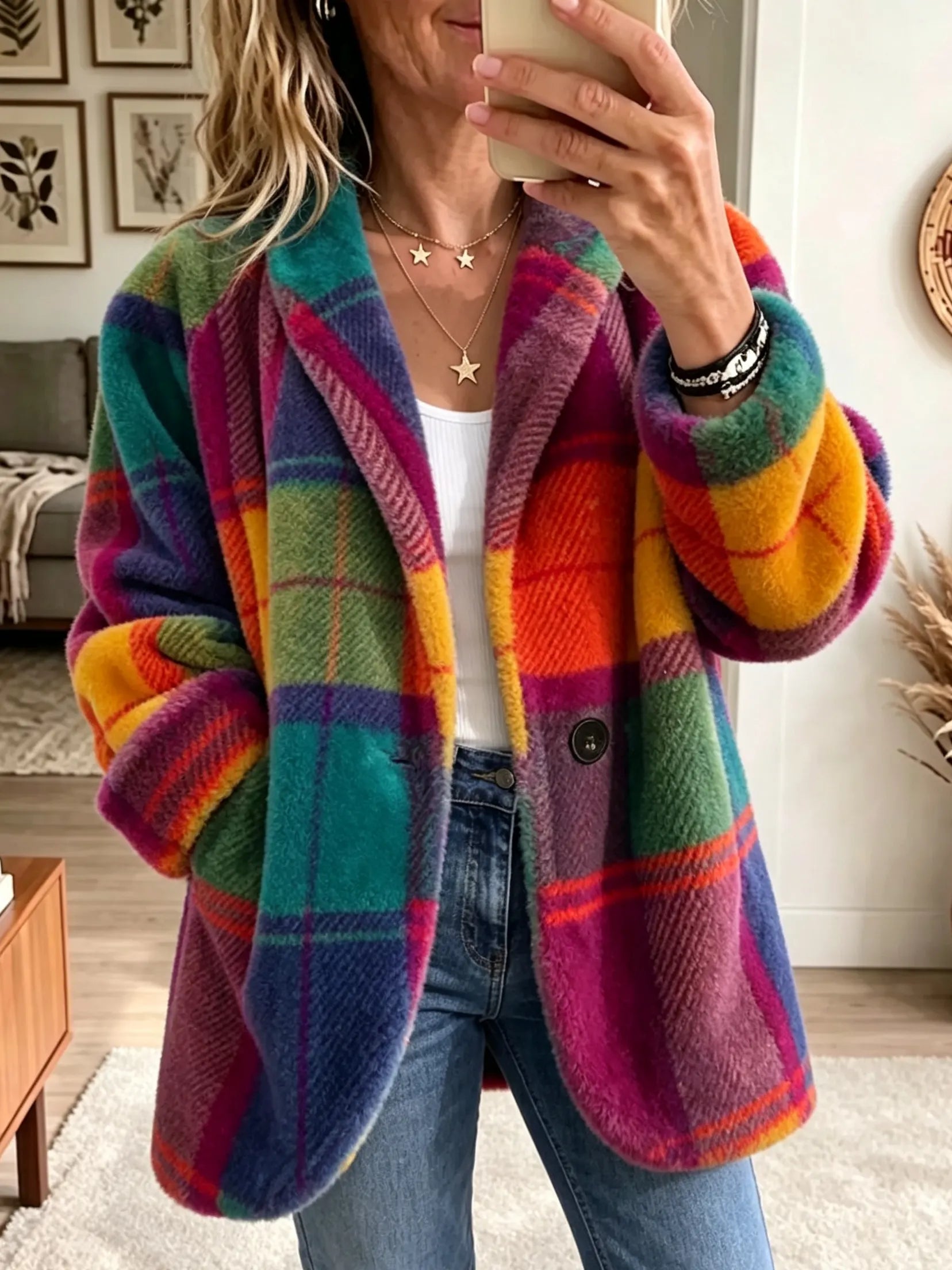 Plumette™ | Colorblock Plaid Coat