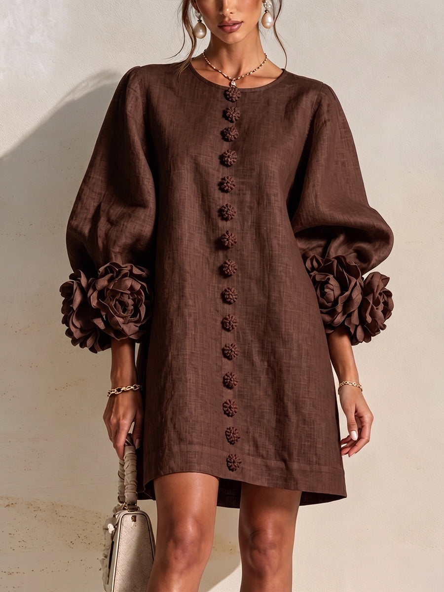 Katerine™ | 3D Floral Sleeve Mini Dress