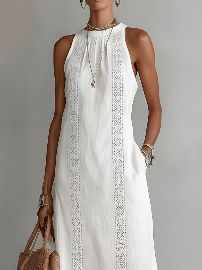 Valletta™ | Sleeveless Midi Dress with Mandarin Collar
