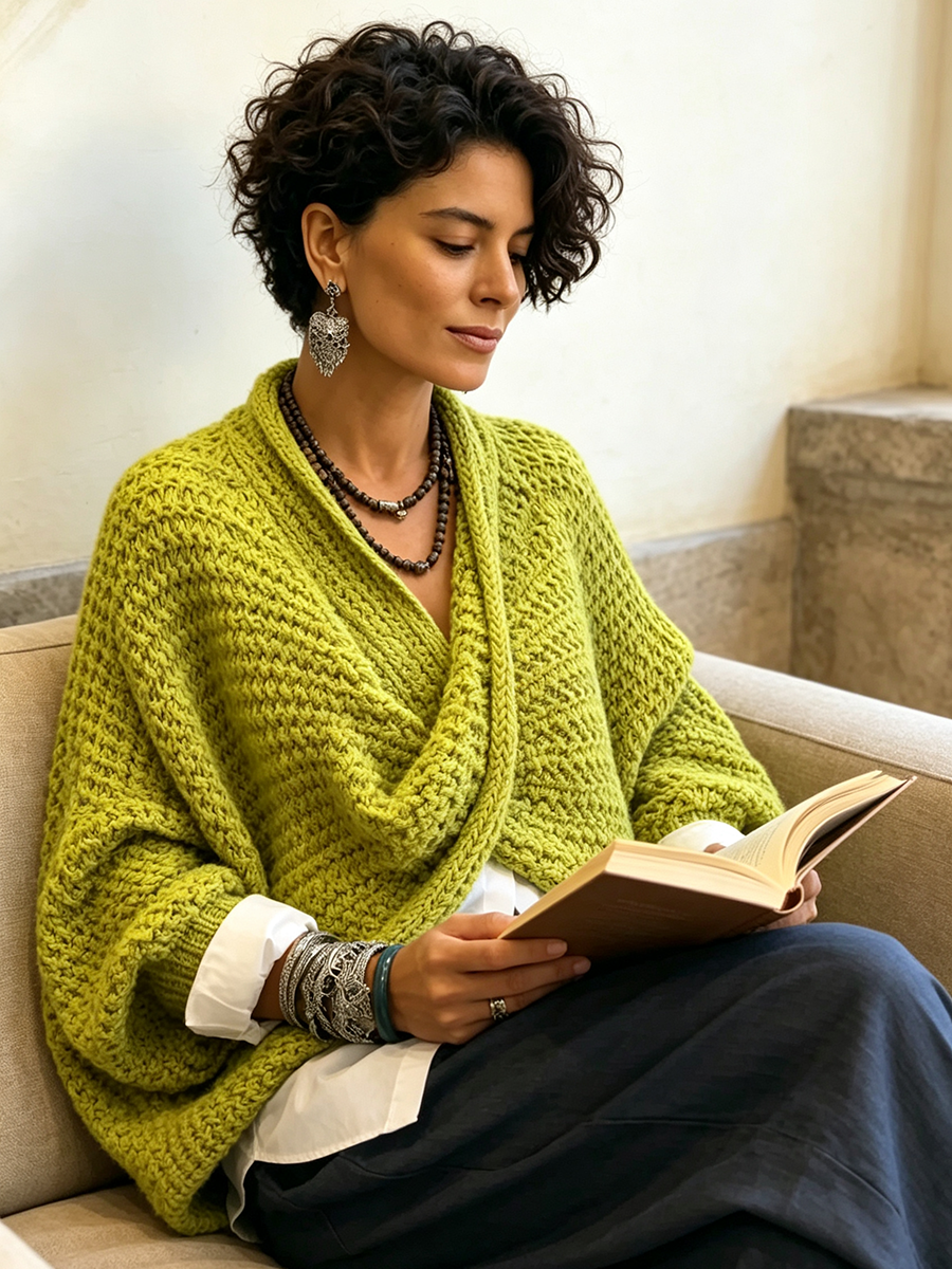 Delphine™ | Relaxed Batwing Sleeve Crossover V-Neck Sweater