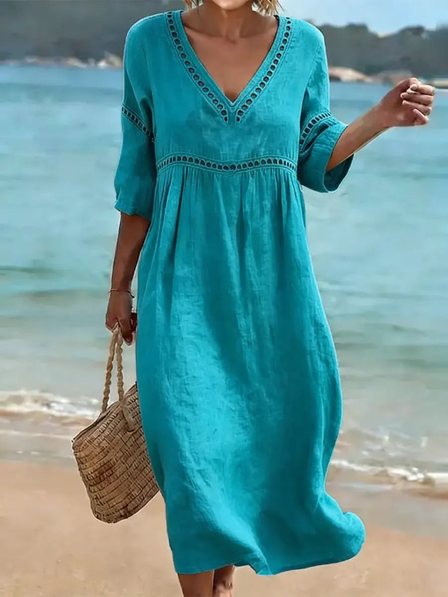 Kaimana™ | Relaxed V-Neck Midi Dress