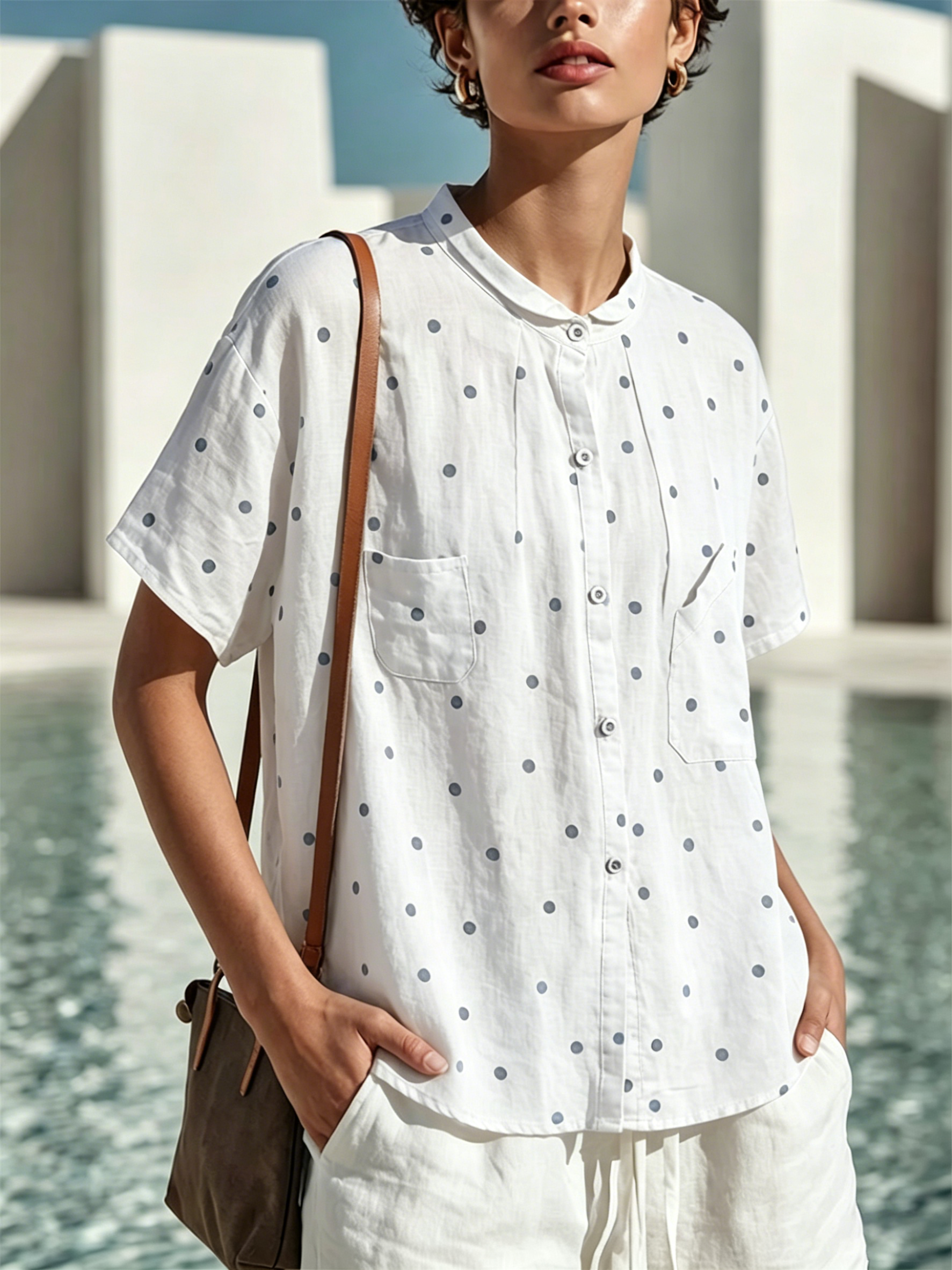 Sundotte™ | Polka Dot Short Sleeve Shirt