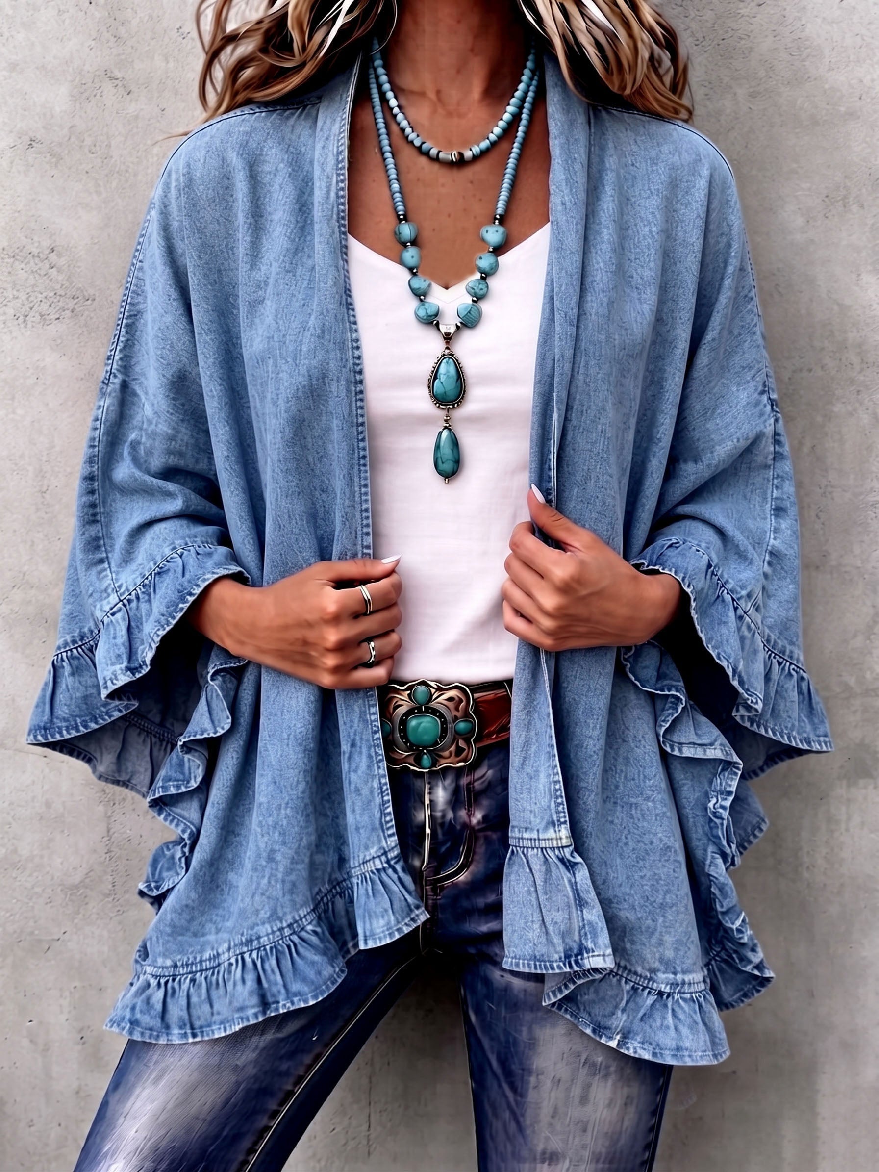 Avondale™ | Boho Ruffle Trim Cardigan