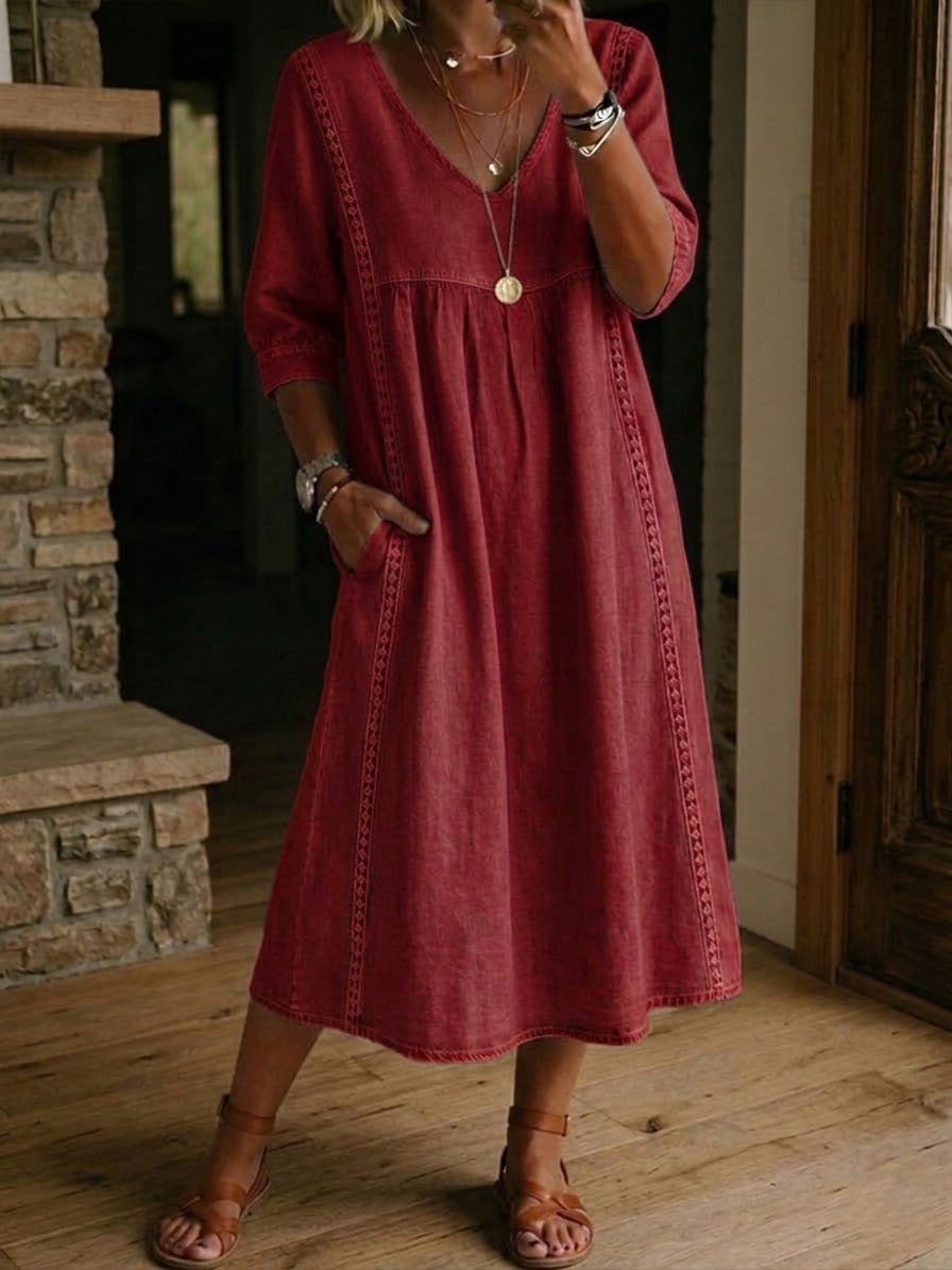 Brynlee™ | Lace-Trim Empire Maxi Dress