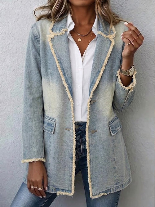 Dionne™ | Vintage-Style Oversized Blazer with Raw Edges