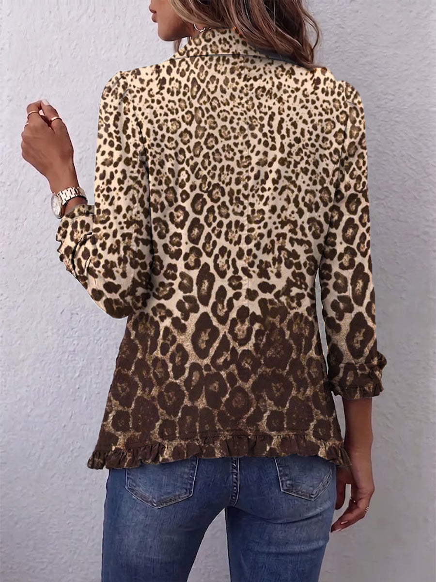 Navara™ | Leopard Print Ruffled Jacket