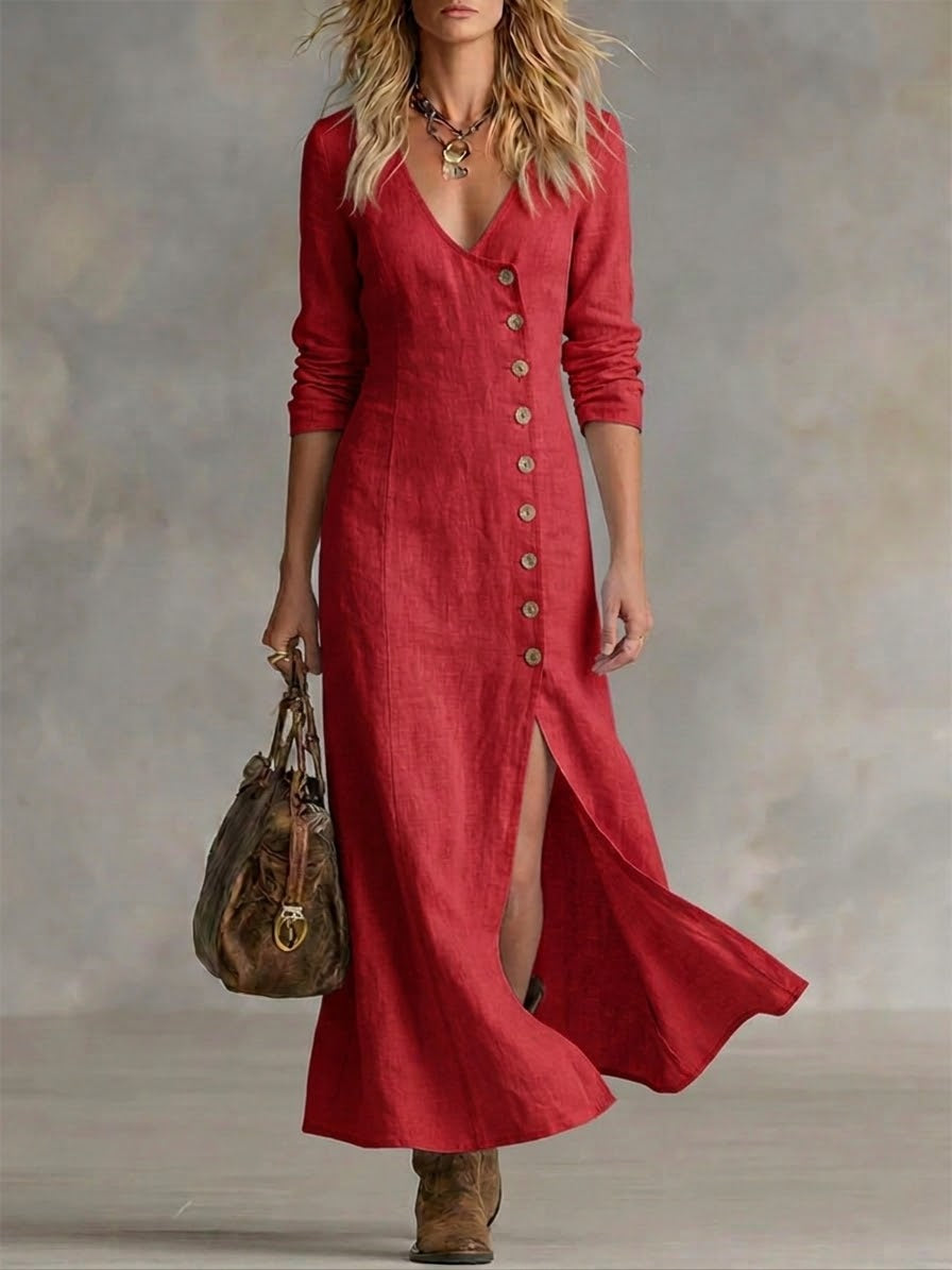Greta™ | Button-Front Maxi Dress