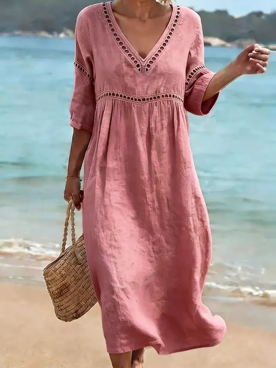 Kaimana™ | Relaxed V-Neck Midi Dress