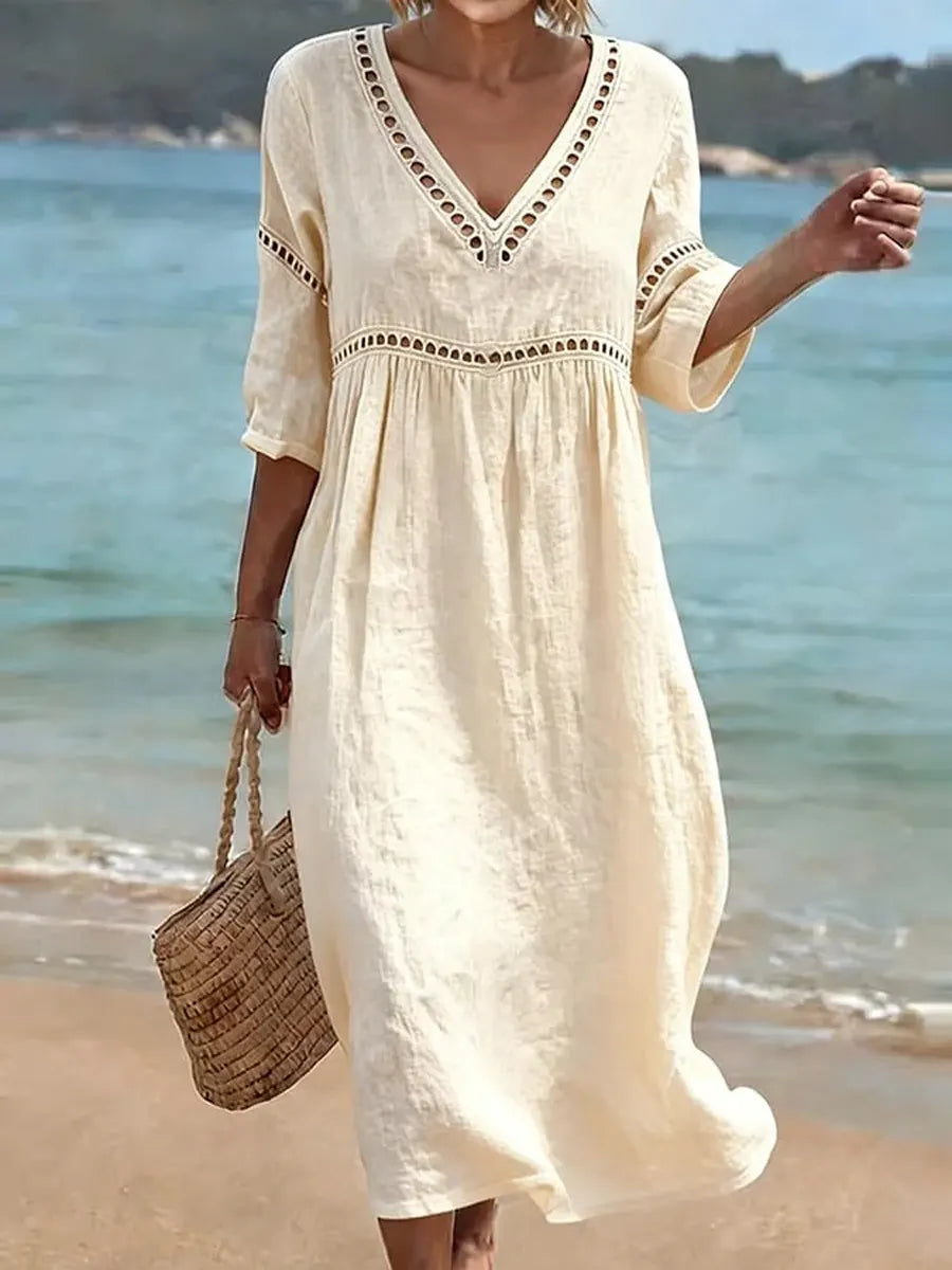 Kaimana™ | Relaxed V-Neck Midi Dress