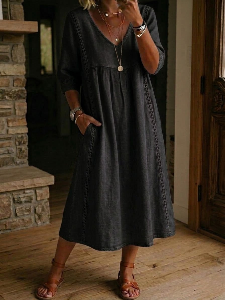 Brynlee™ | Lace-Trim Empire Maxi Dress