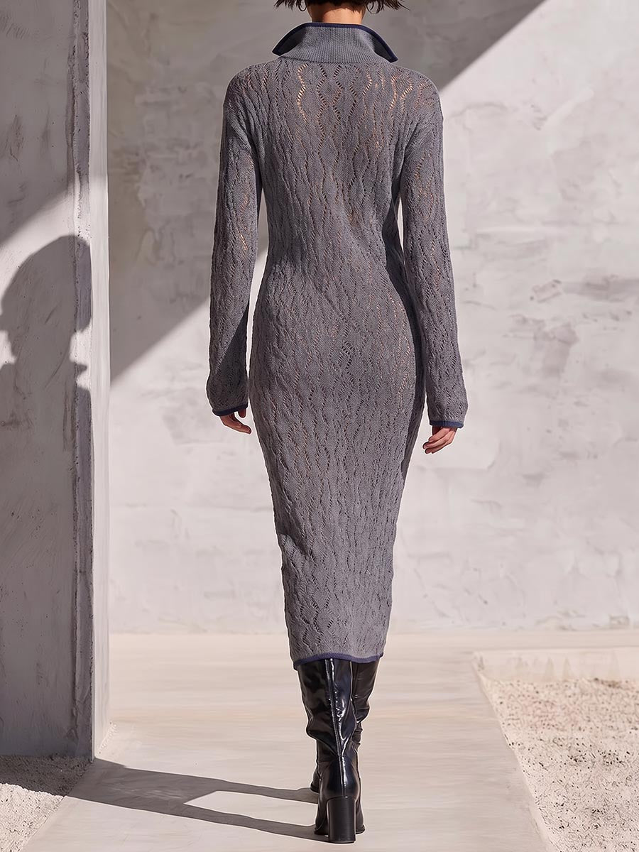 Fallon™ | Collared Long Sleeve Midi Dress