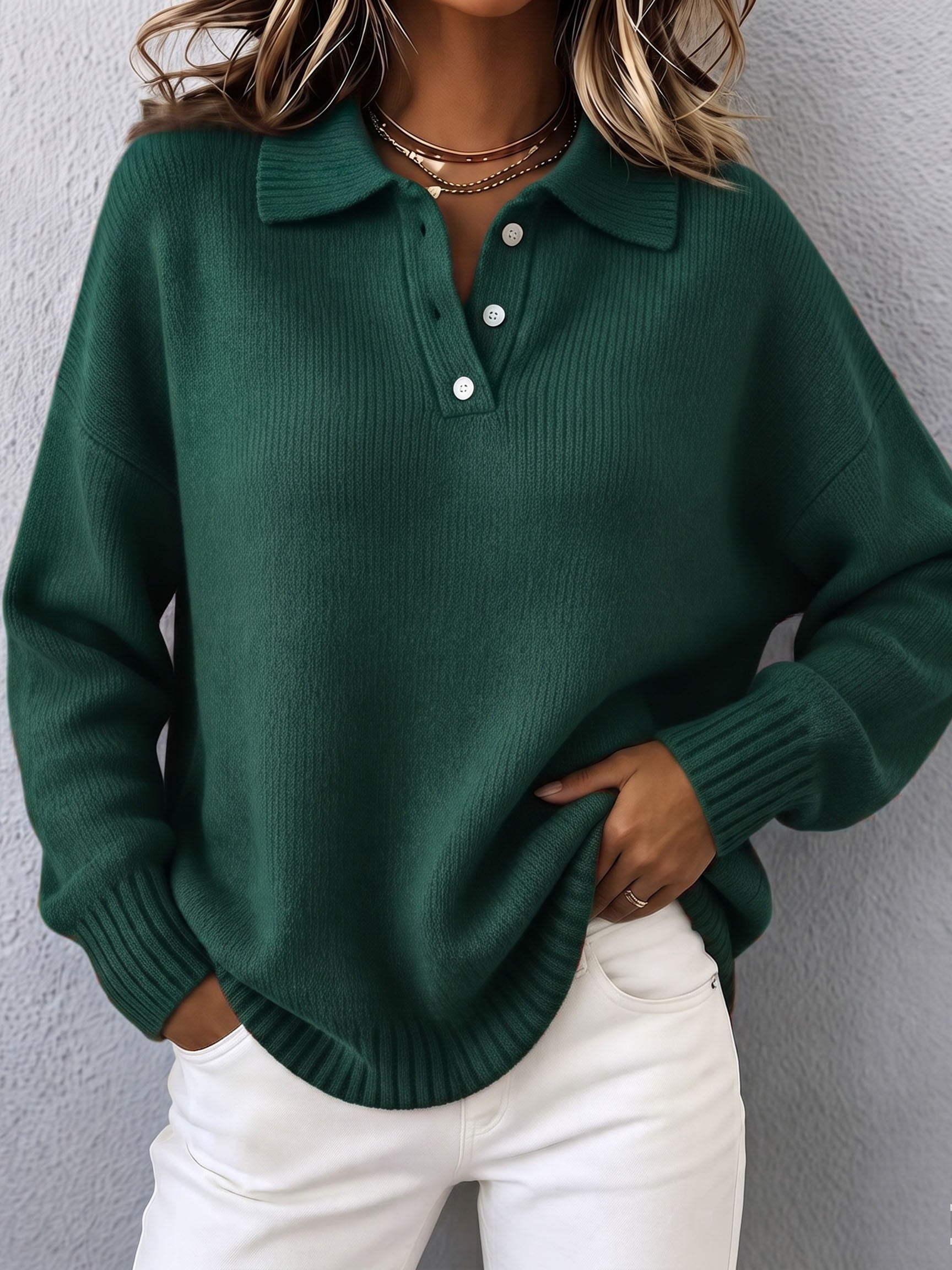 Marvelle™ | Chic Polo Hooded Knit Sweater