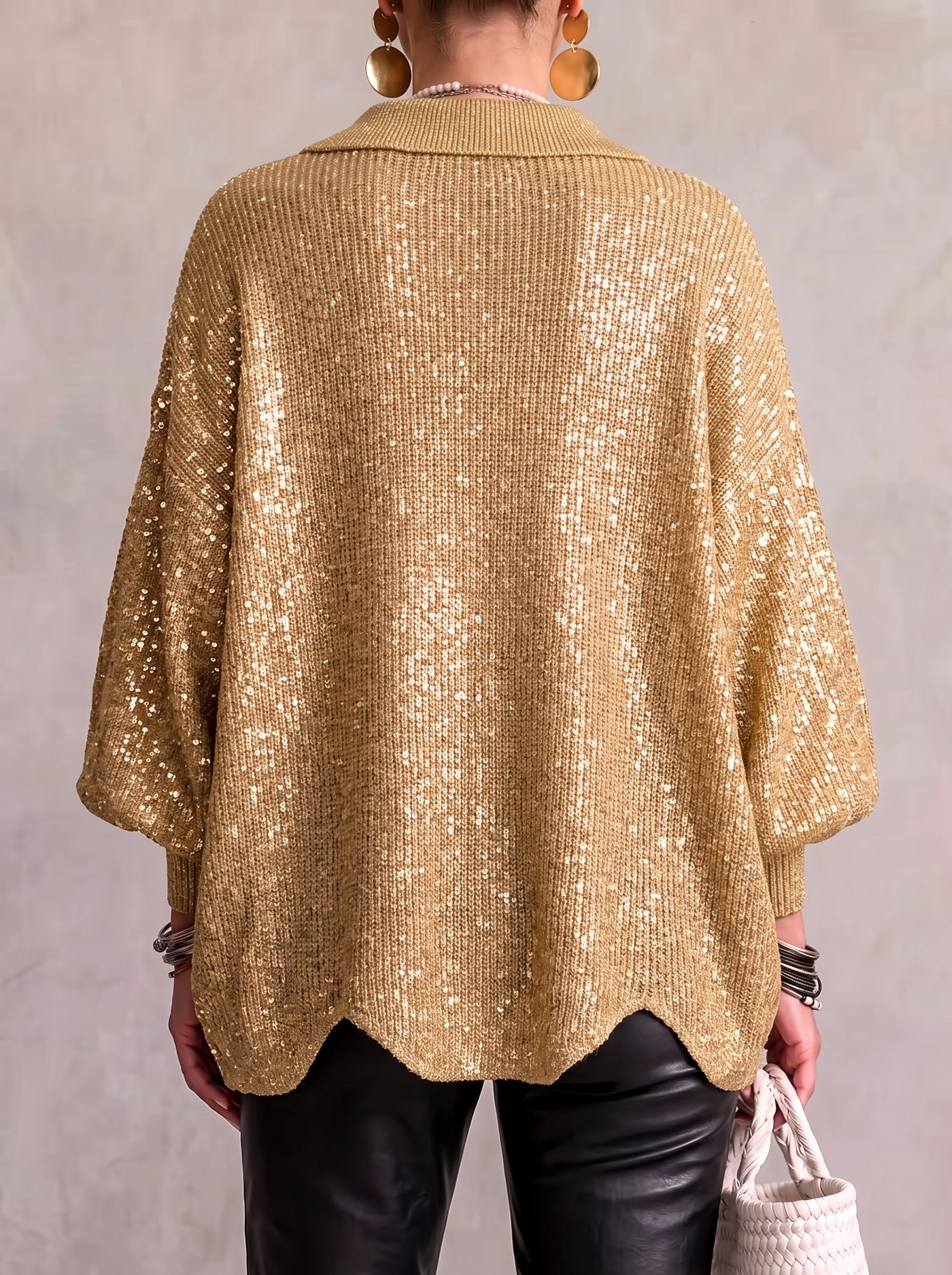 Isadora™ | Oversized Collared Cardigan With Large Metal Buttons