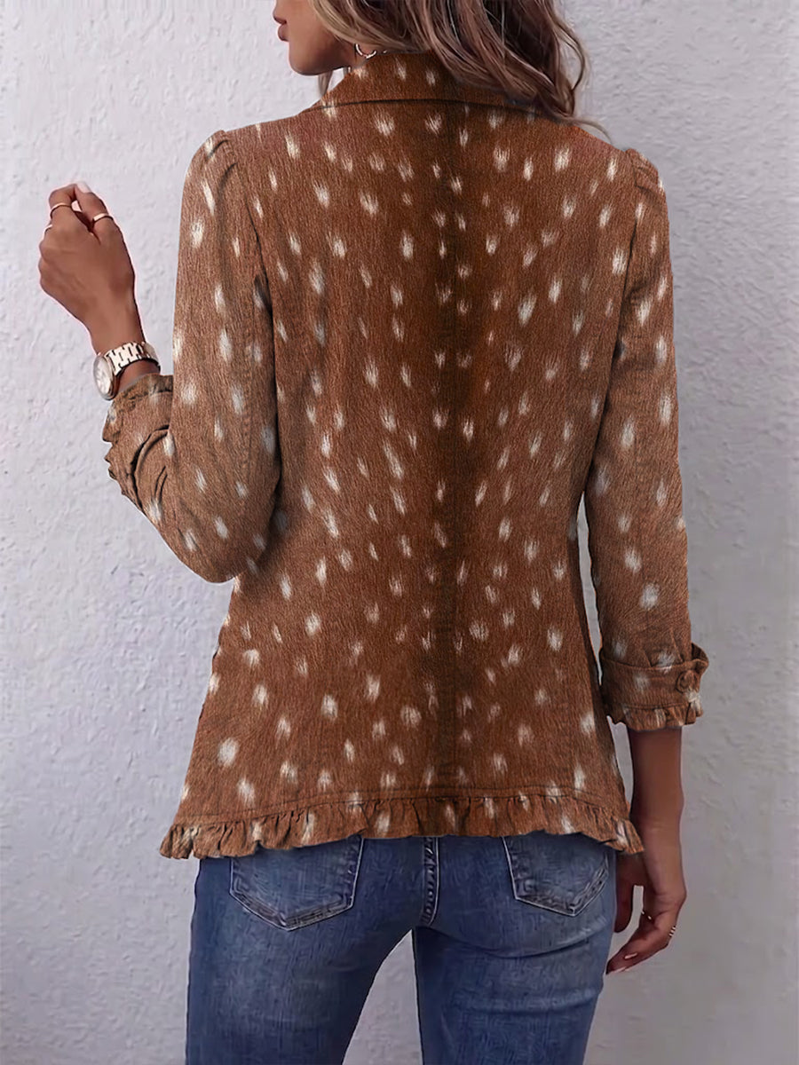 Women's Bohemian Animal-Print Ruffled Jacket