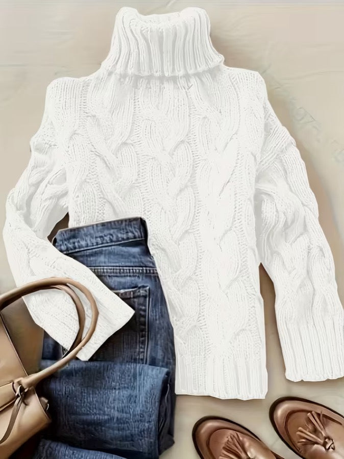 Wrenley™ | Cable-Knit Roll Neck Sweater