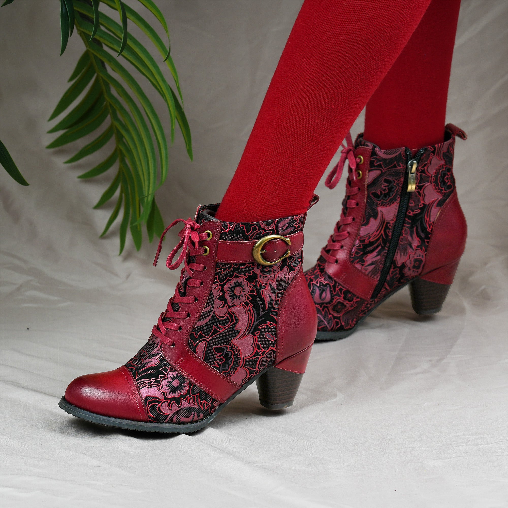 Bellancourt™ | Floral Lace-Up Ankle Boot