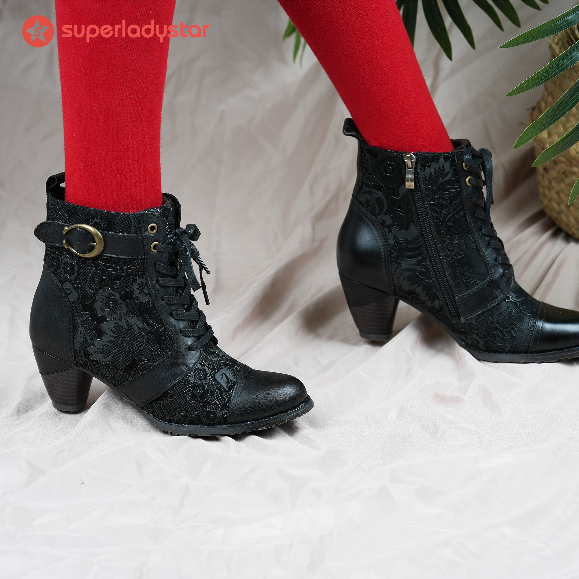 Bellancourt™ | Floral Lace-Up Ankle Boot