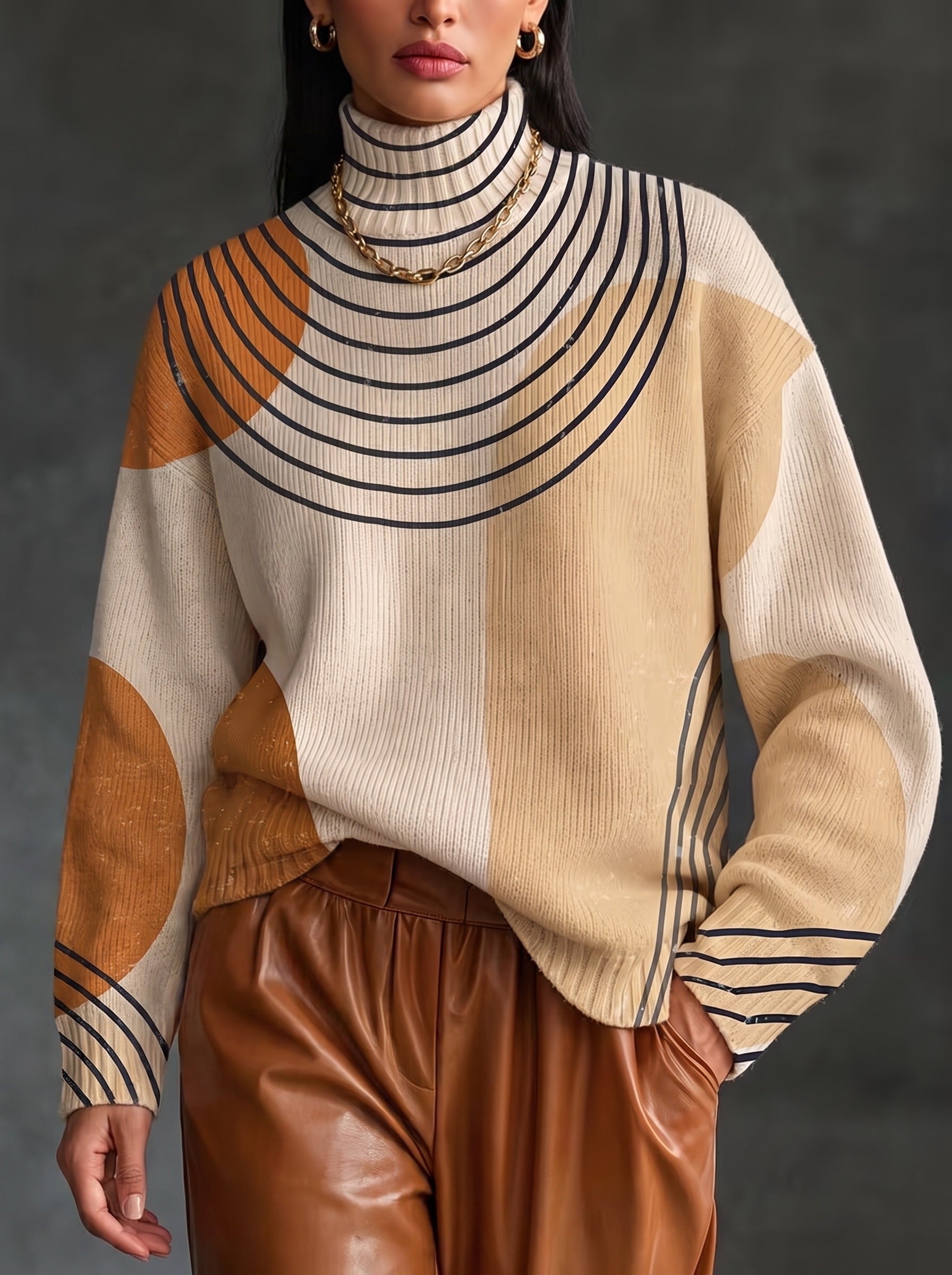 Perrine™ | Colour-Block Arc Turtleneck