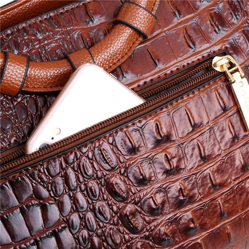 Dalene™ | Two-Tone Crocodile-Embossed Tote Bag