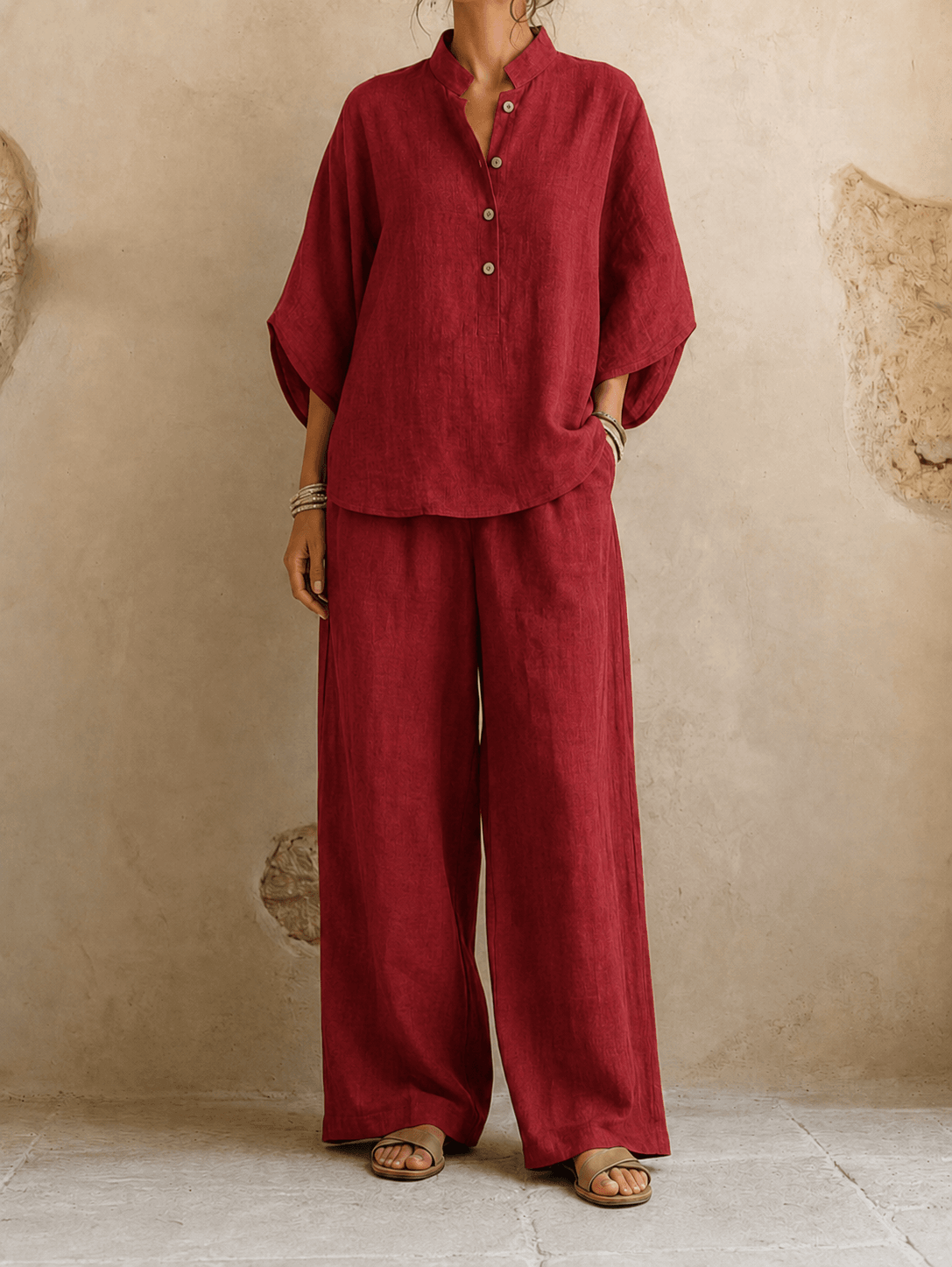 Annelies™ | Batwing Sleeve Top & Wide-Leg Pants Set