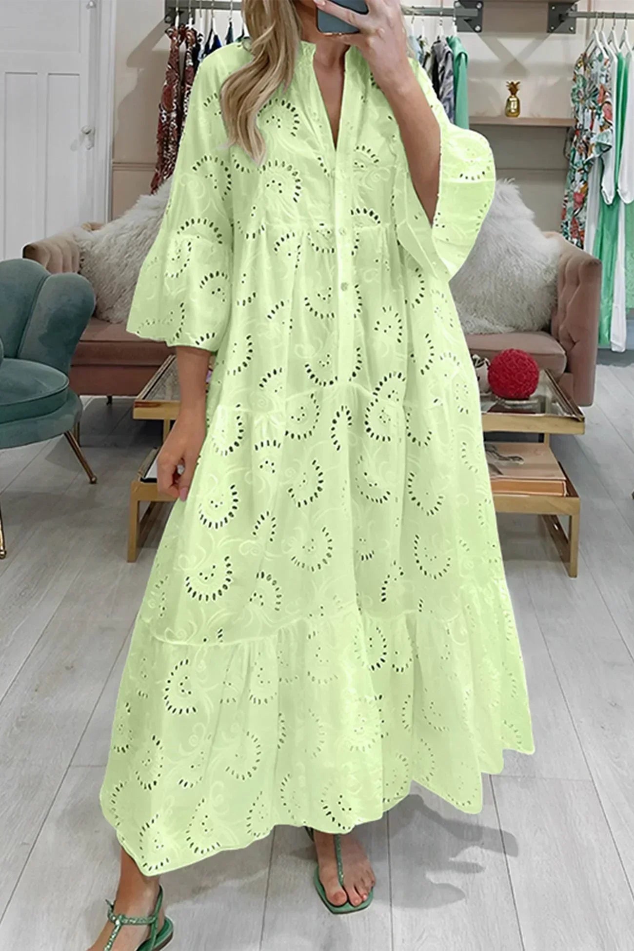 Odette™ | Eyelet Embroidered Maxi Dress