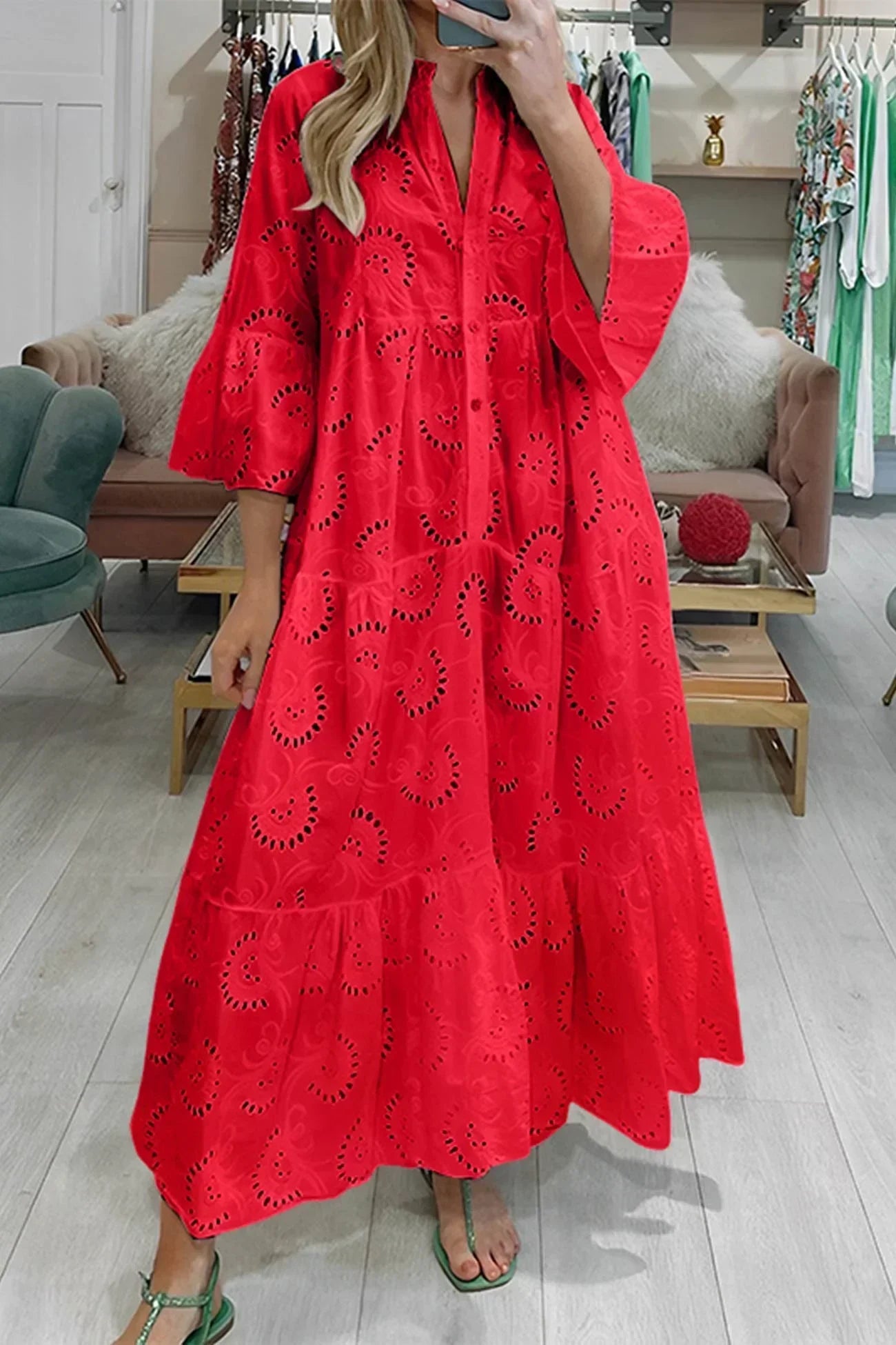Odette™ | Eyelet Embroidered Maxi Dress
