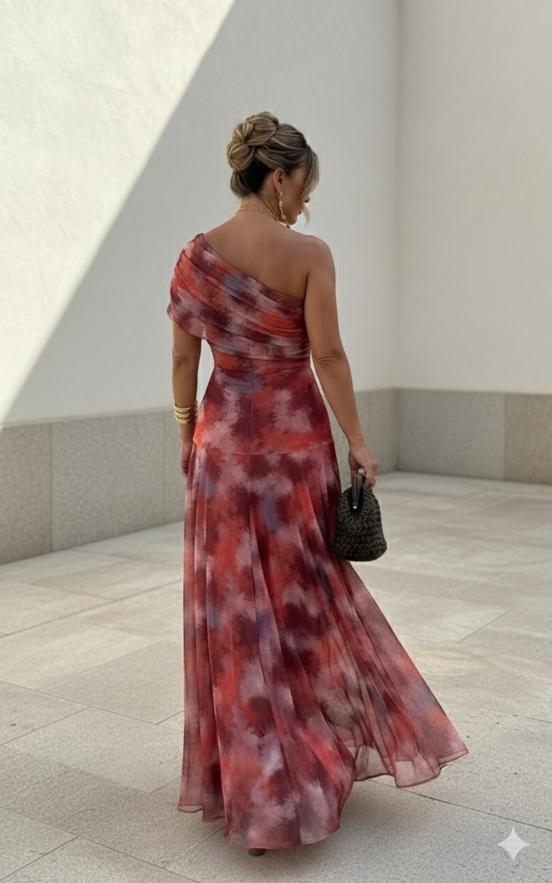 Ilonka™ | Long Flowing One-Shoulder Gown